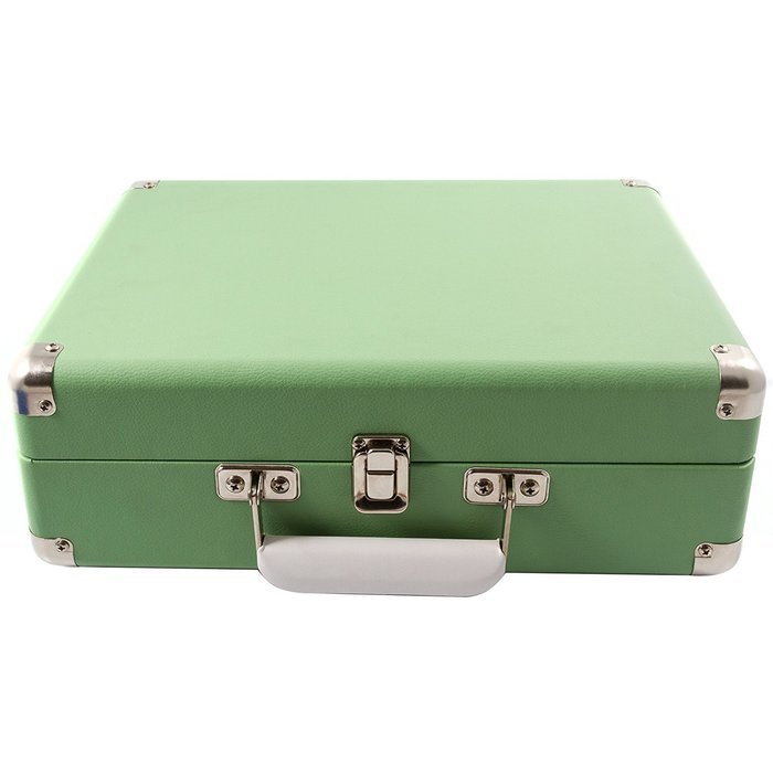 GPO Attache Briefcase Style 3-Speed Portable Vinyl Turntable with Built-in Stereo Speakers and USB Stick for Recording... N21
