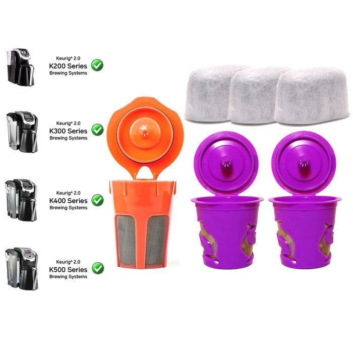 STYDDI Keurig Accessories 1 X Reusable K-Carafe and 2 X Reusable Single K-Cup & 3 X Premium Water Filters Combo...