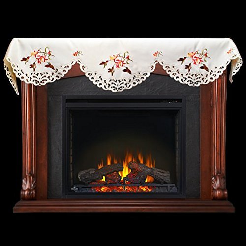 19" X 90" Wide Fireplace Mantel Scarf with Hummingbird and Hibiscus Flowers N2