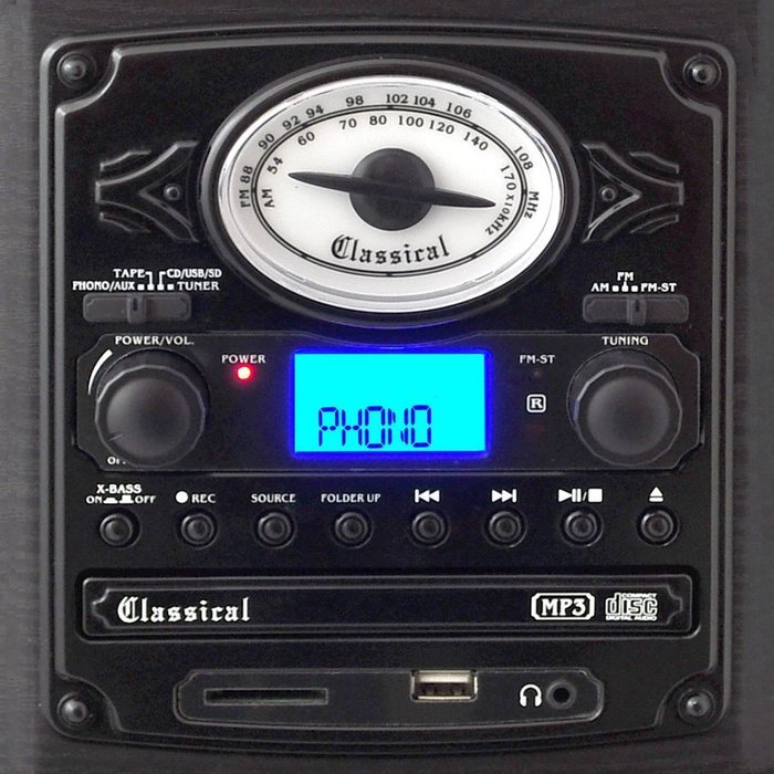 Pyle Home PTCDS7UIW Retro Vintage Turntable with CD/MP3/Casette/Radio/USB/SD, Aux-In and Vinyl-to-MP3 Encoding... N10
