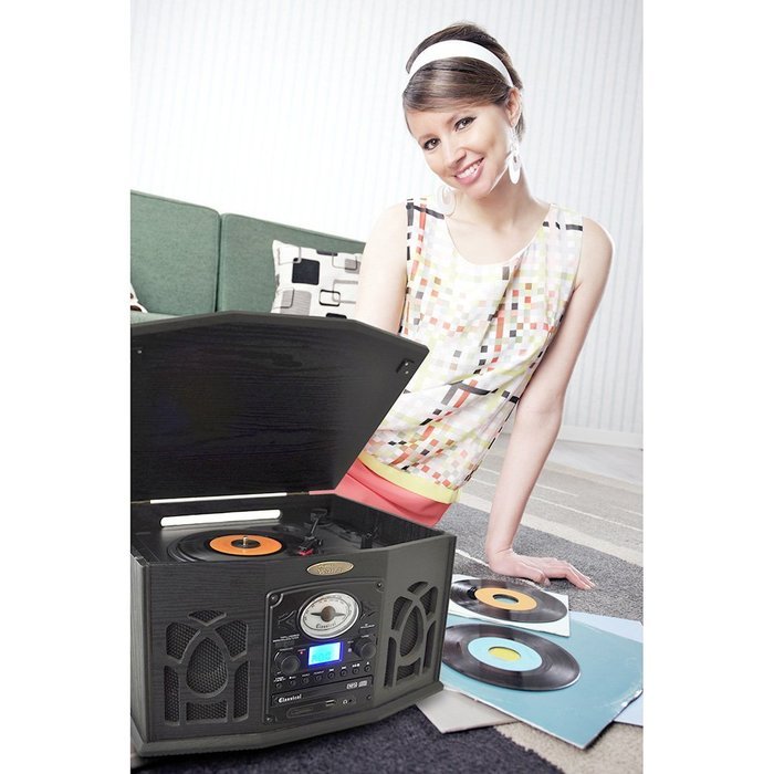 Pyle Home PTCDS7UIW Retro Vintage Turntable with CD/MP3/Casette/Radio/USB/SD, Aux-In and Vinyl-to-MP3 Encoding... N12