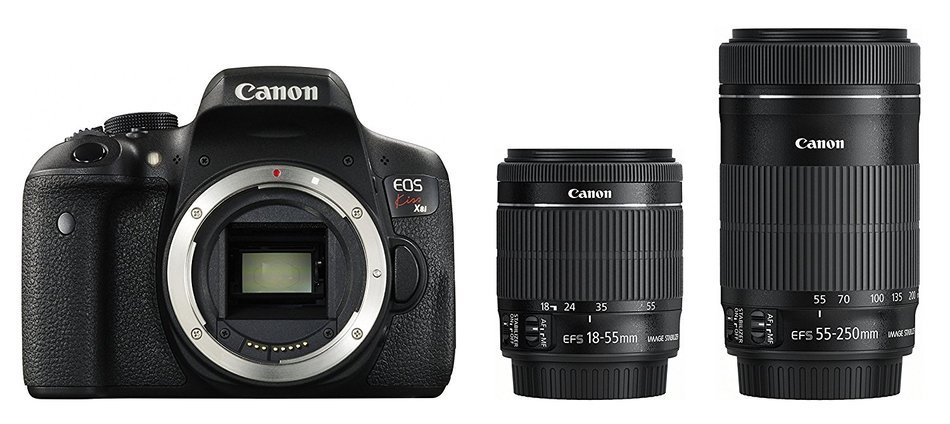 Canon SSLR Camera EOS Kiss X8i with EF-S 18-55mm and EF-S 55-250mm - International Version (No Warranty) N7