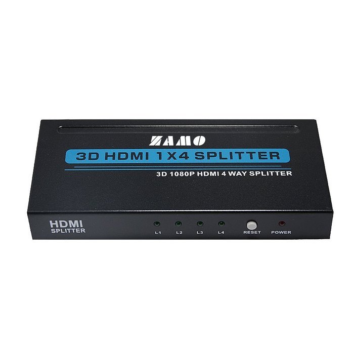 ZAMO 1x4 4 Ports Hdmi Powered Splitter for Full Hd 1080p & 3d Support (One Input to Four Outputs) N3