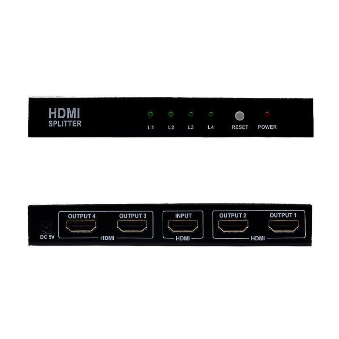 ZAMO 1x4 4 Ports Hdmi Powered Splitter for Full Hd 1080p & 3d Support (One Input to Four Outputs) N4