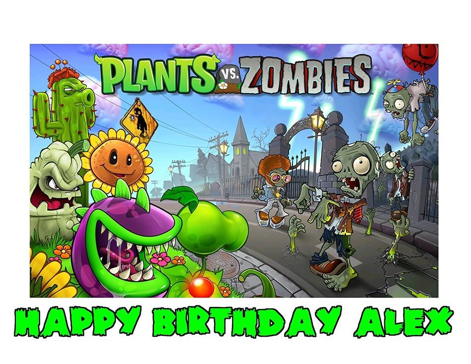 Plants Vs Zombies Edible Image Photo Sugar Frosting Icing Cake Topper Sheet Personalized Custom Customized Birthday... N2