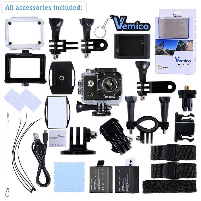 Vemico Action Camera 4K30FPS 16MP WIFI 2.0 Inch Screen Waterproof Sports Helmet Cam with Extra 1050 mAh Battery... N7