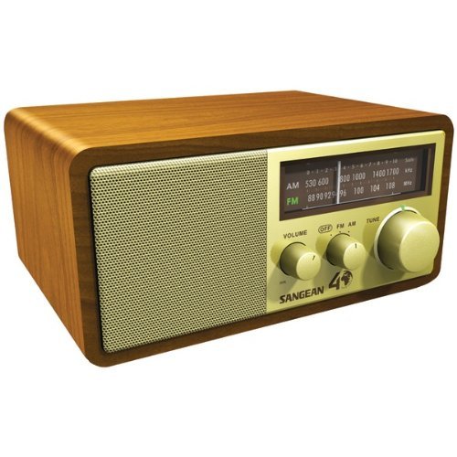 Sangean AM/FM Gold Analog Wooden Cabinet Receiver