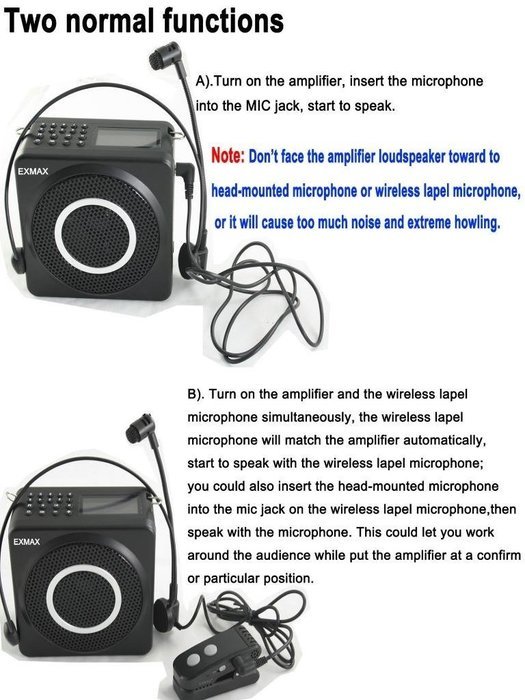 EXMAX E260W 2.4G Wireless Portable Amplifier Dual voice coil speaker LCD Display Support FM MP3 Recording 18W...