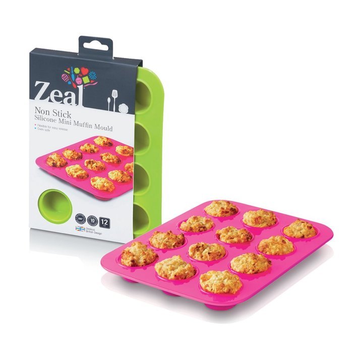 Zeal Non-Stick Silicone 12 Cup Mini Muffin Mold / Cupcake Pan - Green