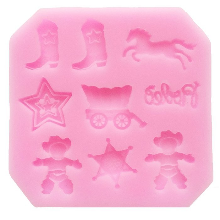 Funshowcase Wild West Cowboy Theme Silicone Candy Mold, for Cake Cupcake Decorating, Crafting, Polymer Clay, Resin