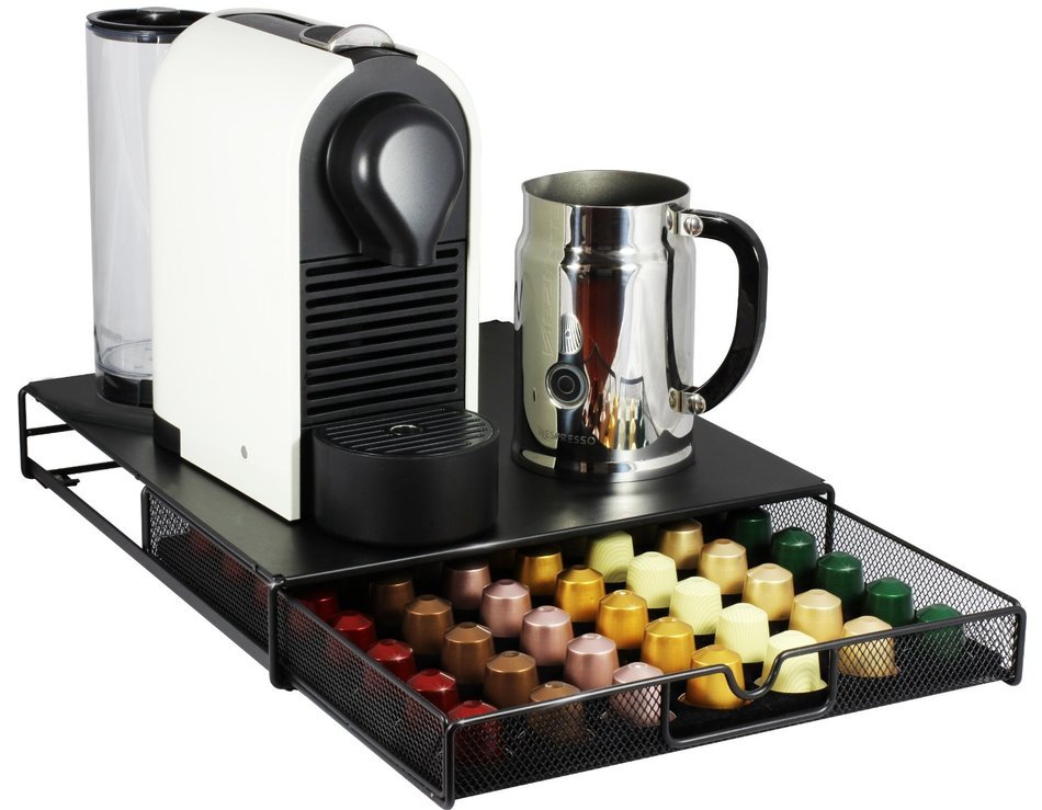 DecoBros Coffee Pod Storage Mesh Nespresso Drawer holder for 56 Capsules, Black N2