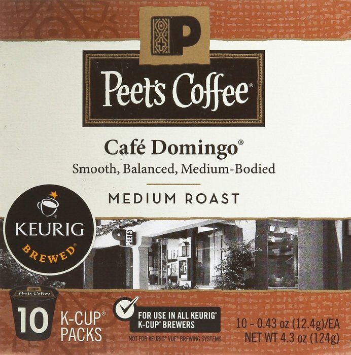 Peet's Coffee Cafe Domingo Medium Roast Single Cup Coffee for Keurig K-Cup Brewers 40 count N4