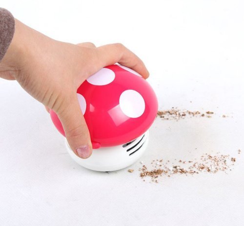 1 X Makhry New Portable Cute Mini Mushroom Corner Desk Table Dust Vacuum Cleaner Sweeper (Random)