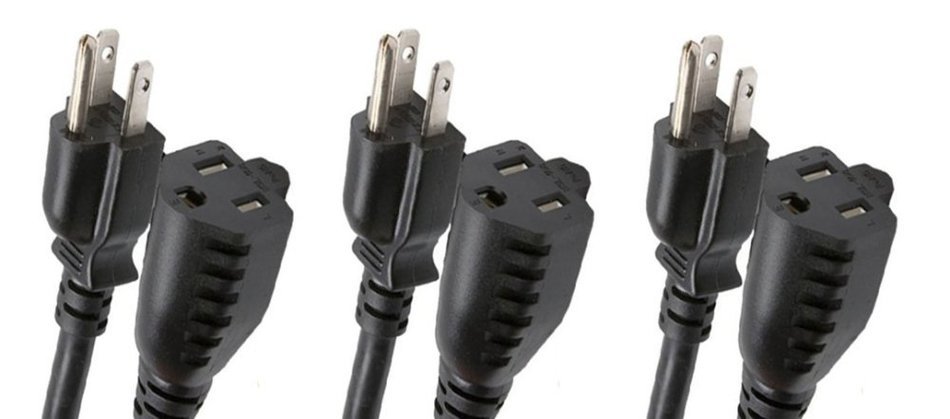 C&E Power Extension Cord 18AWG, Black, NEMA 5-15P to NEMA 5-15R, 10 Amp, 25 Feet, 4-Pack N2