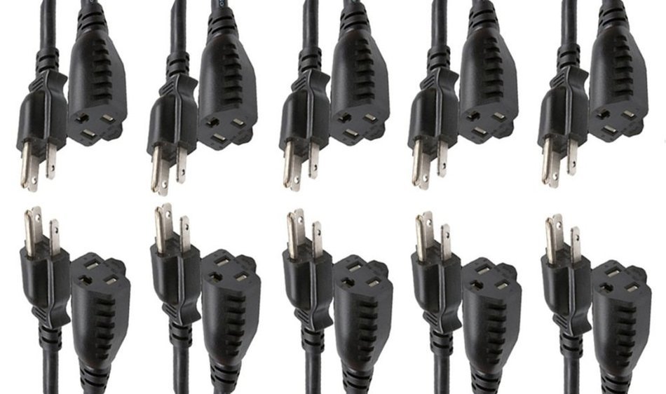 C&E Power Extension Cord 18AWG, Black, NEMA 5-15P to NEMA 5-15R, 10 Amp, 25 Feet, 4-Pack N3