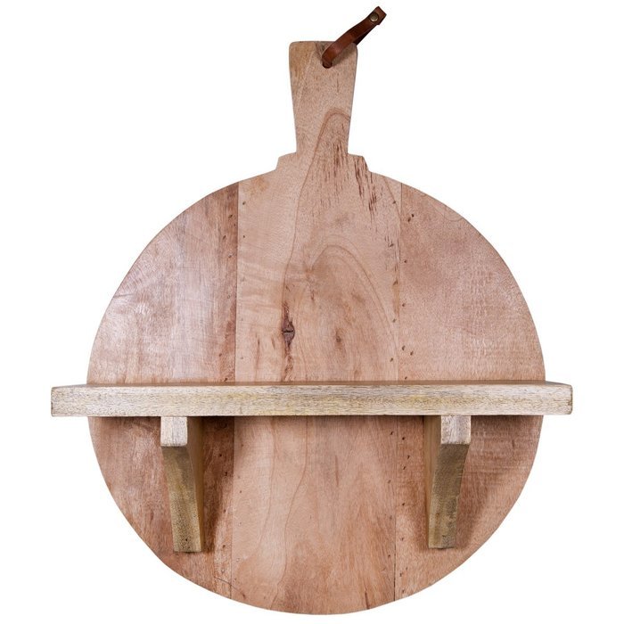 Home Essentials 16" Round Pizza Paddle Wood Shelf