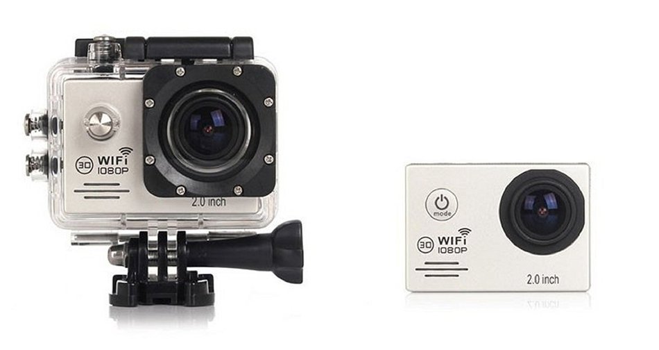 (Silver) Action Camera SJ7000 Wifi 2.0 LTPS LED mini cam recorder marine diving 1080P HD DV Go pro style two batteries...