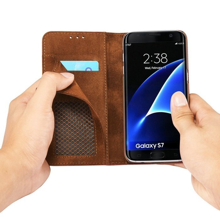 Samsung Galaxy S7 Wallet Cover, TYoung Classic Artificial Leather [Breathable] Folio Magnetic Wallet Pouch with... N3