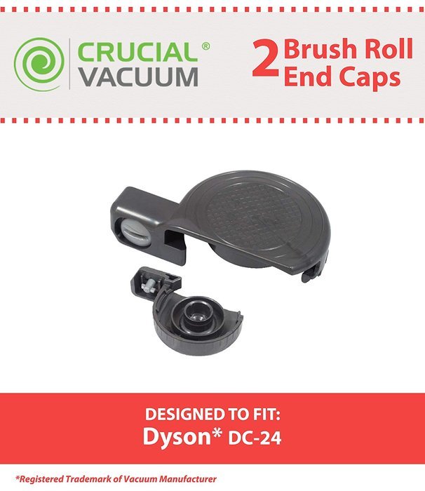 2 Dyson DC24 Brushroll End Caps, Compare to Part # 915934-01 & 10-3605-06, Designed & Engineered by Crucial Vacuum