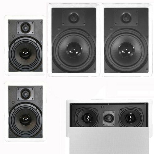 Theater Solutions 5.1 Home Theater 8" and 6.5" Speaker Set with Center, 10" Passive Sub More TS6W8WL51SET10