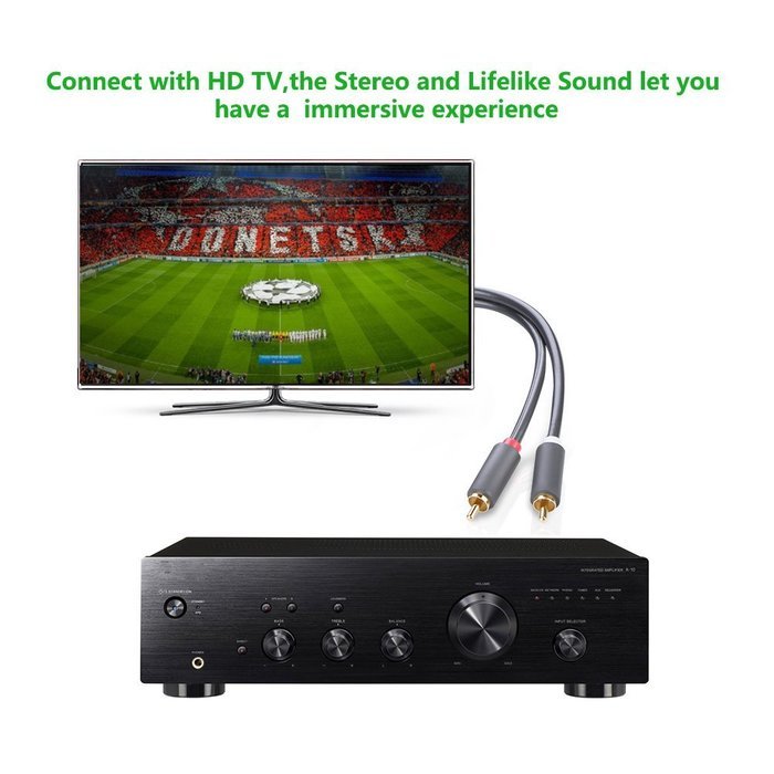 Ugreen 2RCA Male to 2RCA Male Stereo Audio Cable Gold Plated for Home Theater, HDTV, Gaming Consoles, Hi-Fi Systems... N2