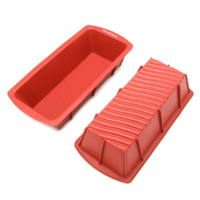 Freshware CB-105RD 12-Cavity Petite Silicone Mold for Soap, Bread, Loaf, Muffin, Brownie, Cornbread, Cheesecake... N2