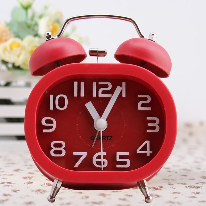 HENSE Creative Colorful Design Non-ticking Mute Silent Quartz Movement Twin Bell Alarm Clock With Nightlight HA16... N10