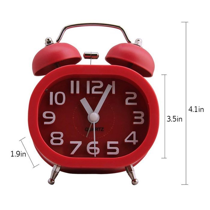 HENSE Creative Colorful Design Non-ticking Mute Silent Quartz Movement Twin Bell Alarm Clock With Nightlight HA16... N11