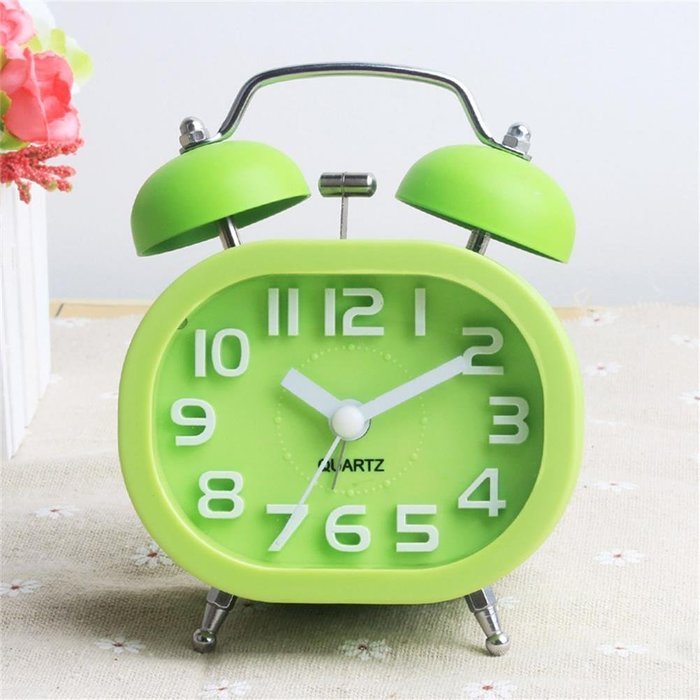 HENSE Creative Colorful Design Non-ticking Mute Silent Quartz Movement Twin Bell Alarm Clock With Nightlight HA16... N12