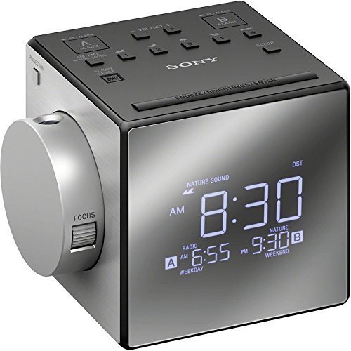 Sony Compact AM/FM Dual Alarm with Large Easy to Read Backlit LCD Display & Time Projection Alarm Clock