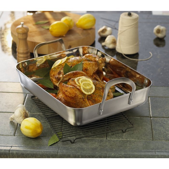 Calphalon Contemporary 16-Inch Stainless Steel Roasting Pan with Rack N11