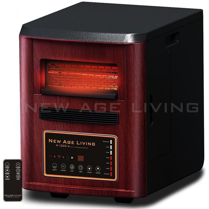 New Age Living H1000-4 High Efficiency Quartz Infrared Heater with Humidifier & Built-In HEPA Air Purifier + UV...