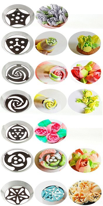 9Snail 7PCS Stainless Steel Russian Tulip Icing Piping Nozzles Pastry Decorating Tips Cake Cupcake Decorator Rose...