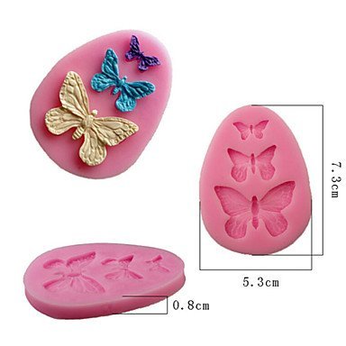 Y&XL&H Silicone Mold Chocolate Fondant Cake Fondant Three Small Butterfly N3