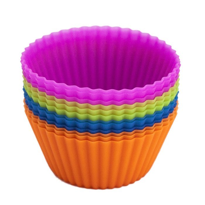 Huji Confetti Festive Colors Reusable Silicone Baking Cups Muffin Cupcake Liners Wraps Molds (12, 2.875)
