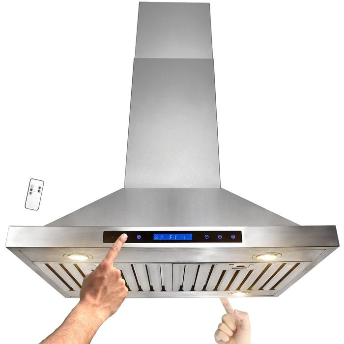 AKDY&reg; 30"/36"/42"/48" Island Mount Stainless Steel Dual LED Display Touch Control Panel Kitchen Range Hood w/... N2