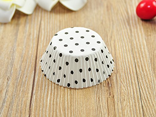 100 PCS White w/ Black Polka Dot Paper Cupcake Cups