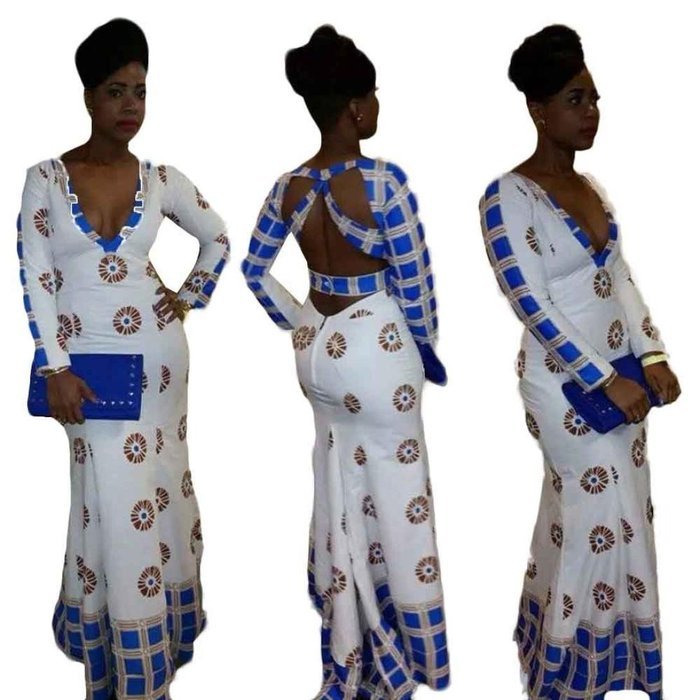 Women Dress,Haoricu Women Backless Skintight Casual Traditional African Print Long Sleeve Party Dress N3