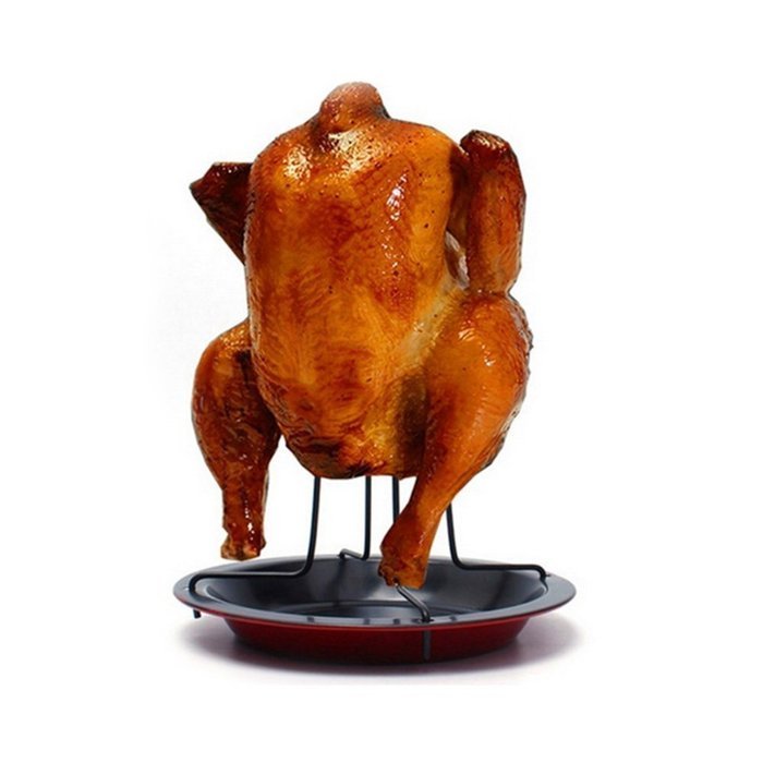 Gabkey Steel Upright Chicken Roaster Rack With Bowl Tin Non-stick Cooking Tools Baking Pan Barbecue Grilling BBQ... N2