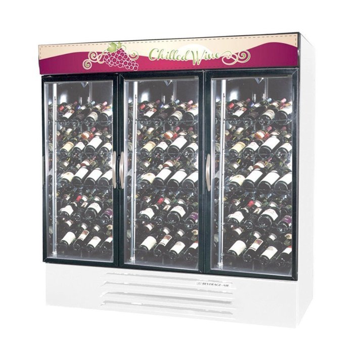 Beverage-Air MMRR72-1-W-LED MarketMax 75" Three Section Dual Temperature Glass Door Reach-In Wine Merchandiser...