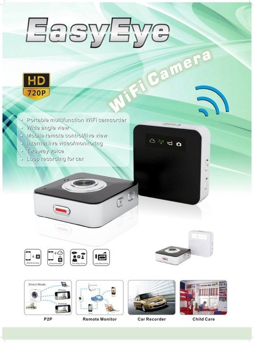 EastVita Portable E9000 Smallest P2P HD 720P Multi-function WiFi Camera 30 fps Internet Live Video Monitor Track...
