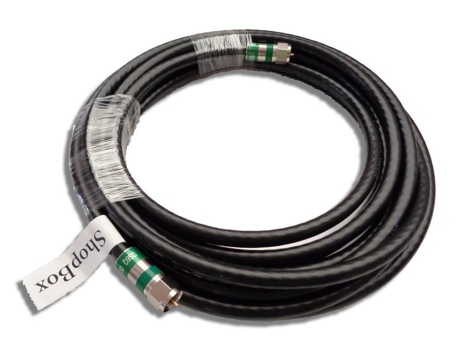 Black Quad Shield RG-6 Coax Cable for (CATV, Satellite TV, or Broadband Internet) (10 Foot) by ShopBox N2