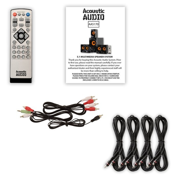 Acoustic Audio AA5170 Home Theater 5.1 Bluetooth Speaker System with FM and 4 Extension Cables
