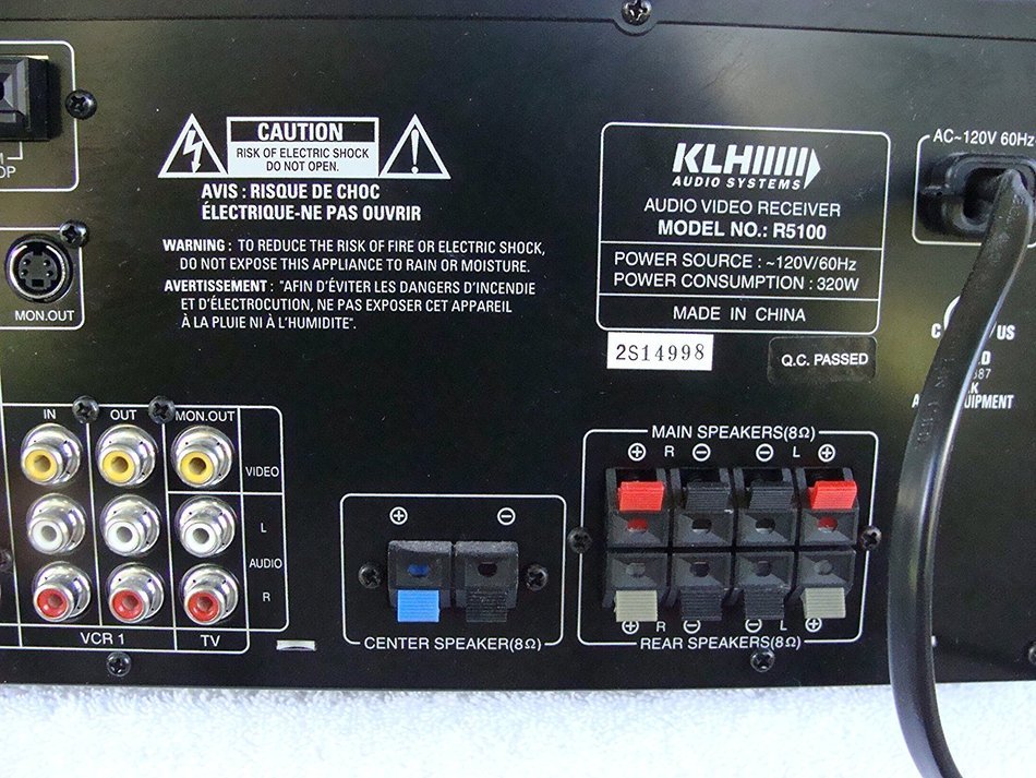 KLH R5100 Surround Sound Receiver w/ Manual, Remote & Cable