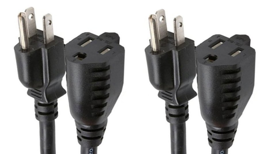 C&E Power Extension Cord 18AWG, Black, NEMA 5-15P to NEMA 5-15R, 10 Amp, 25 Feet, 4-Pack N7
