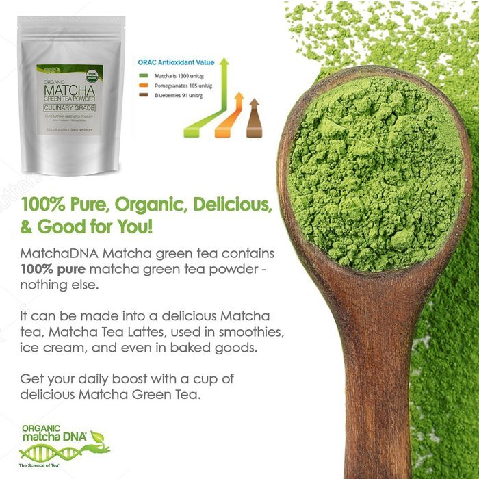 MatchaDNA Organic Culinary Matcha Green Tea Powder 16 oz N14