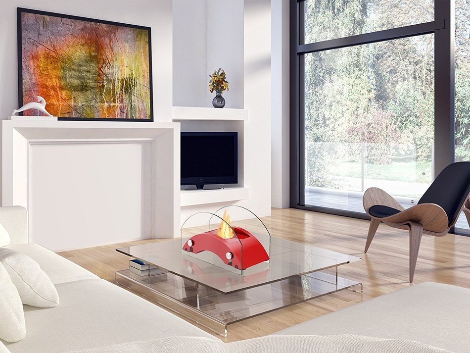 Ignis Portable Tabletop Ventless Bio Ethanol Fireplace - Harbor (White) N18