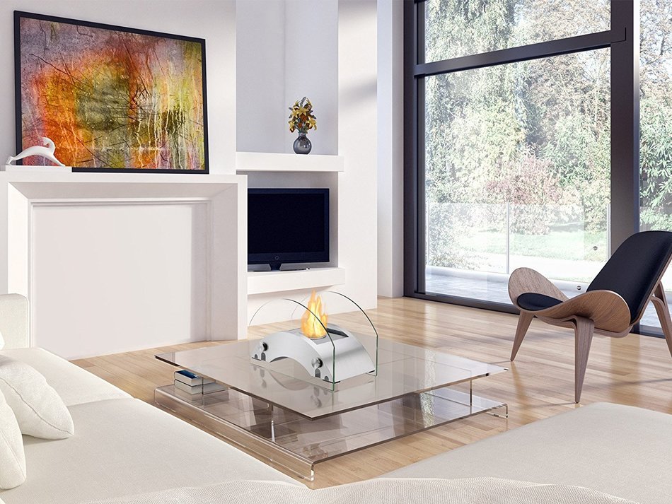 Ignis Portable Tabletop Ventless Bio Ethanol Fireplace - Harbor (White) N21