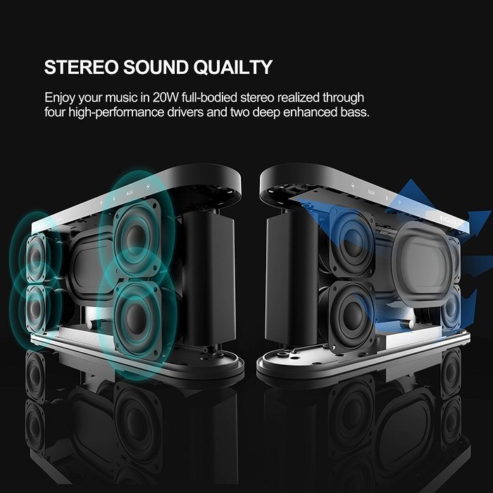 Wireless Bluetooth Wi-Fi Home Speaker,DOSS Touch Multi-room Smart speaker with 20W output and deep Bass supports...