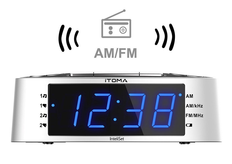 iTOMA Alarm Clock Radio with Digital AM FM, Dual Alarm with Snooze and Sleep Timer, Dimmer Control, Auto Time... N3